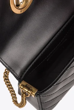 Micro Love Bag|PINKO Micro Love Bag Click Chevron Studs Noir-Vieil Or