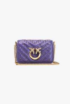 Micro Love Bag|PINKO Micro Love Bag Click Chevron Studs Violet Frangipanier-Or Antique