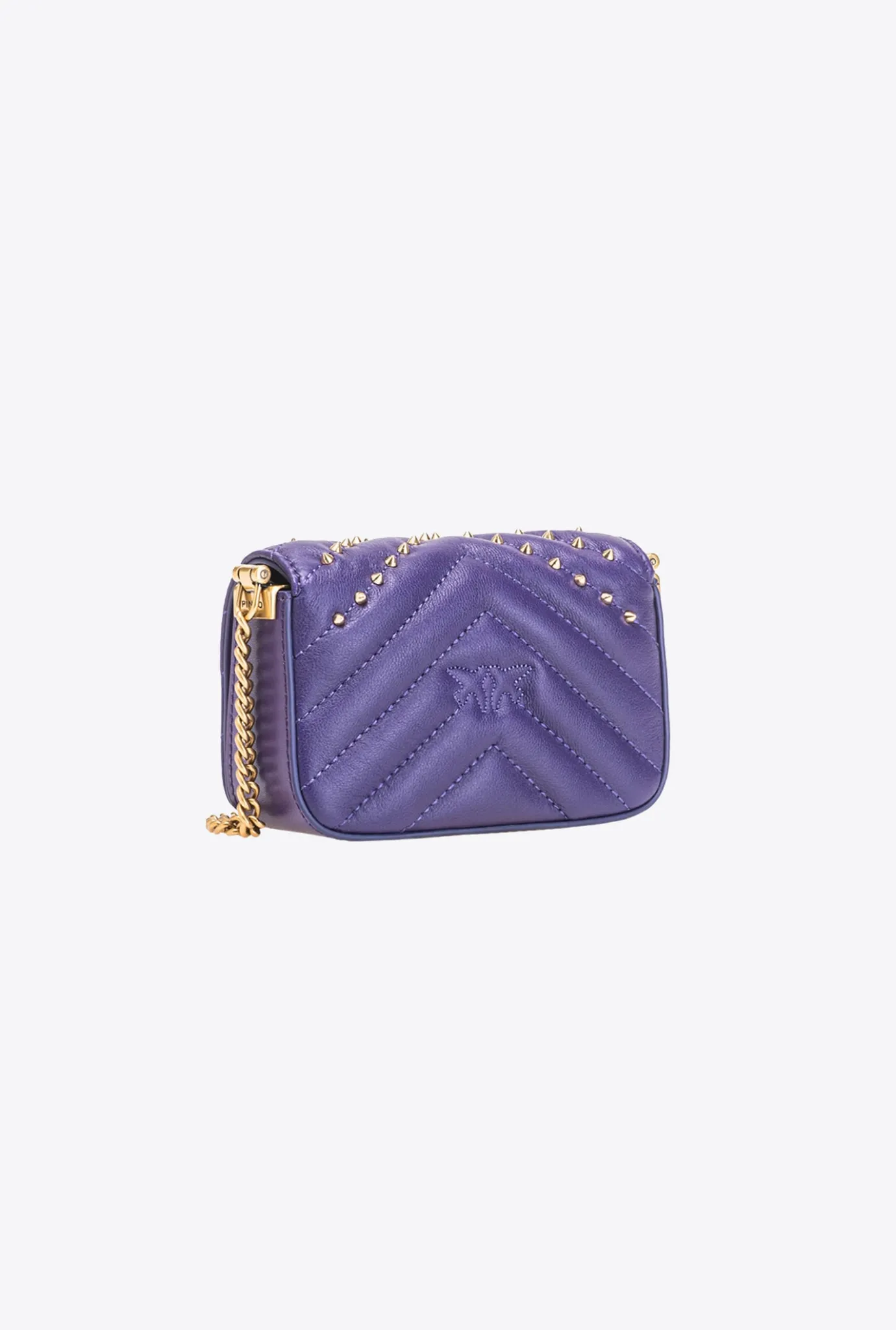 Micro Love Bag|PINKO Micro Love Bag Click Chevron Studs Violet Frangipanier-Or Antique