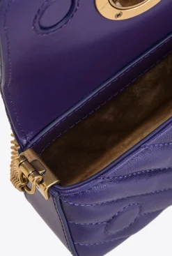 Micro Love Bag|PINKO Micro Love Bag Click Chevron Studs Violet Frangipanier-Or Antique