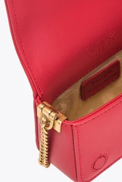 Sacs De Soirée|PINKO Micro Love Bag Click Full Strass Rouge Grenat-Or Antique