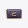 Sacs De Soirée|PINKO Micro Love Bag Click Full Strass Violet Frangipanier-Or Antique
