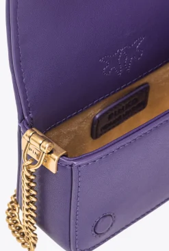 Sacs De Soirée|PINKO Micro Love Bag Click Full Strass Violet Frangipanier-Or Antique