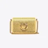 Sacs De Soirée|PINKO Micro Love Bag Click Full Strass Jaune Aqueux-Or Antique