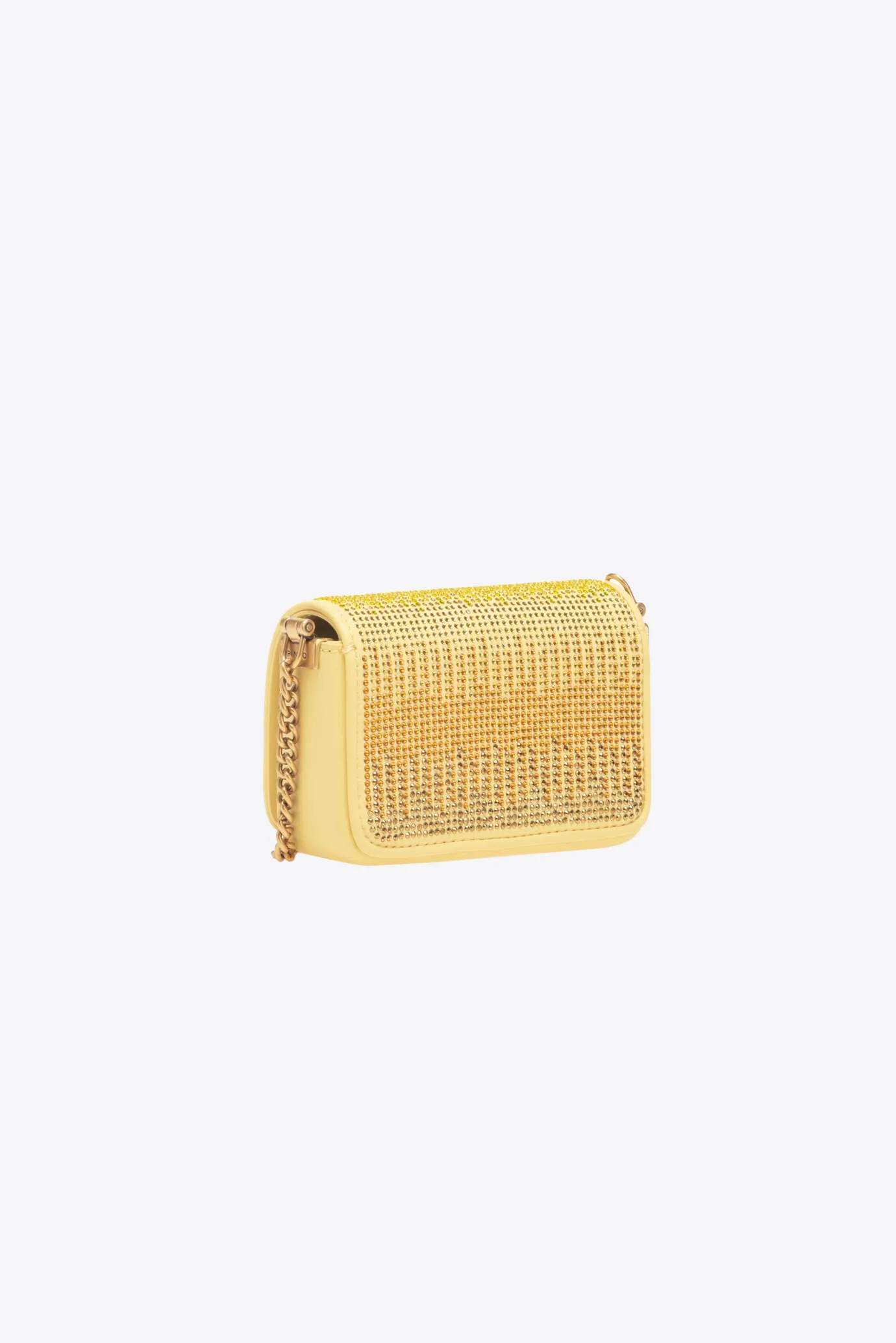 Sacs De Soirée|PINKO Micro Love Bag Click Full Strass Jaune Aqueux-Or Antique