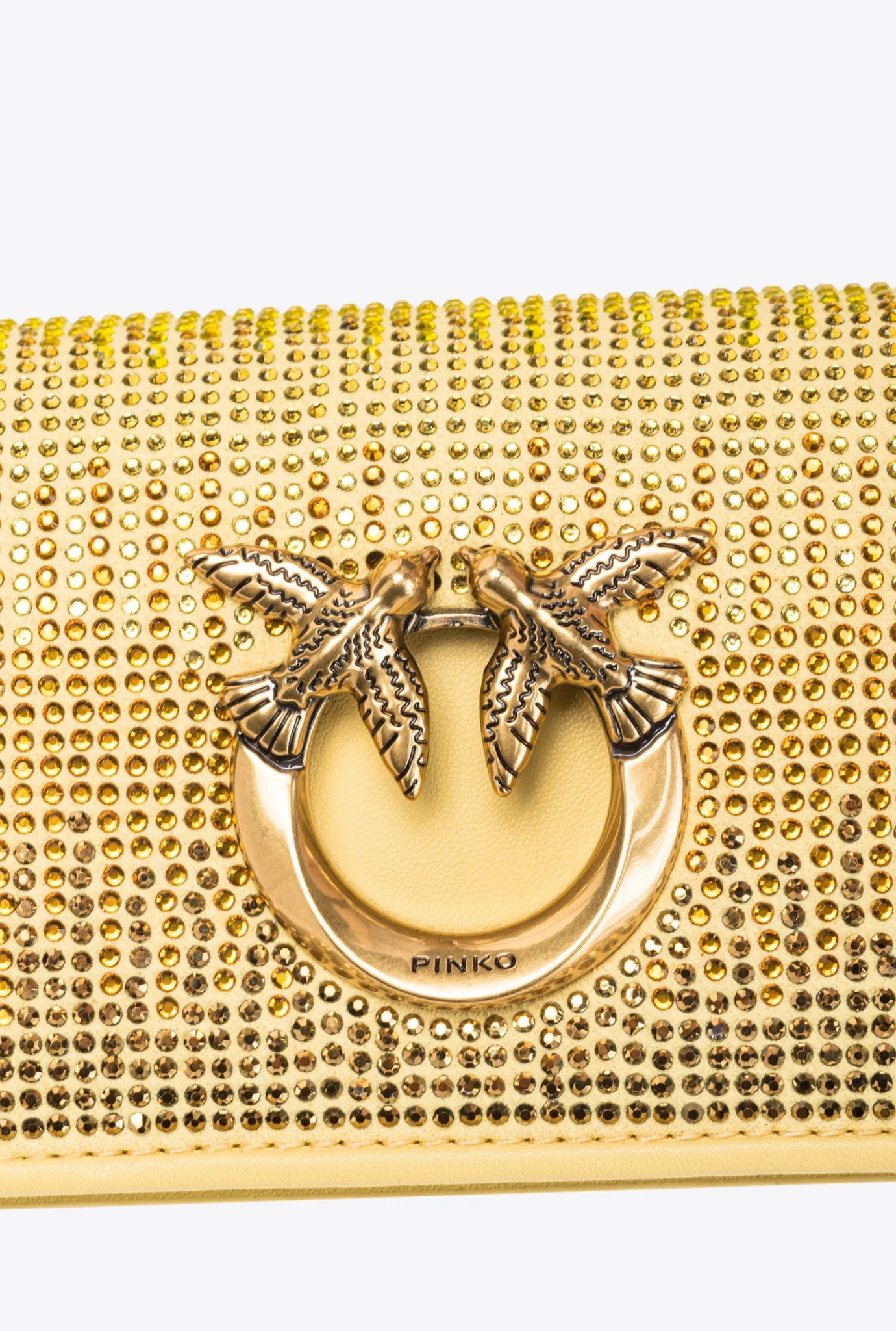 Sacs De Soirée|PINKO Micro Love Bag Click Full Strass Jaune Aqueux-Or Antique