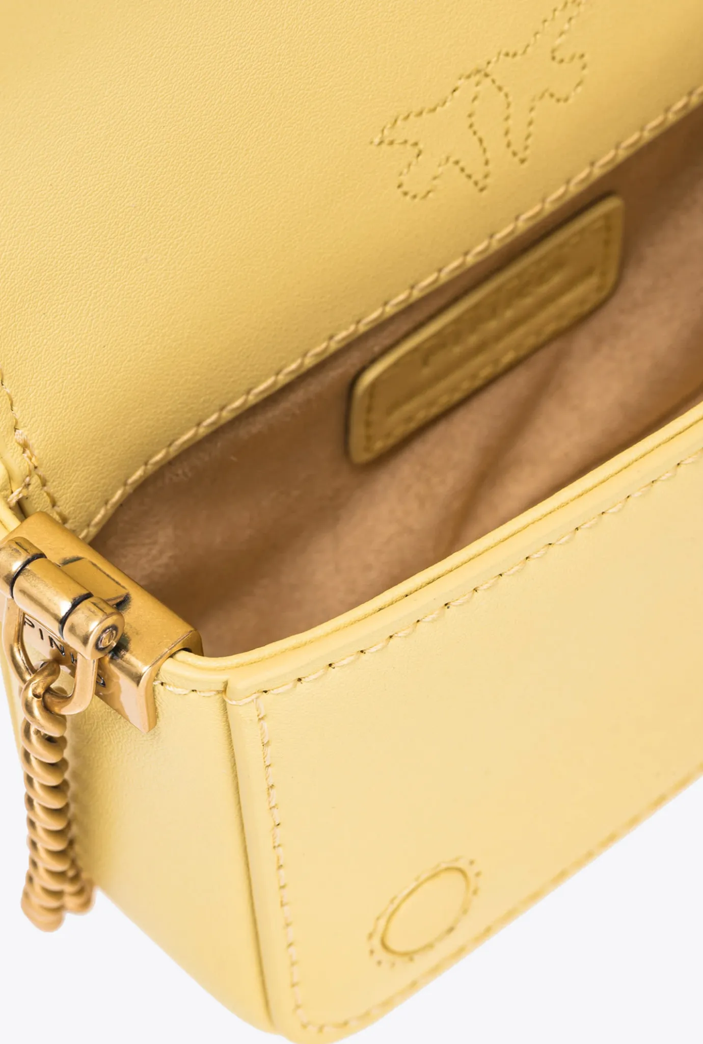 Sacs De Soirée|PINKO Micro Love Bag Click Full Strass Jaune Aqueux-Or Antique