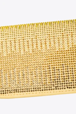 Sacs De Soirée|PINKO Micro Love Bag Click Full Strass Jaune Aqueux-Or Antique