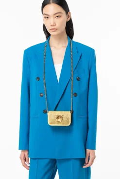 Sacs De Soirée|PINKO Micro Love Bag Click Full Strass Jaune Aqueux-Or Antique