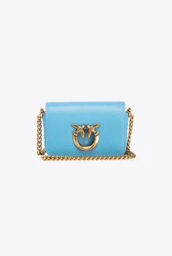 Micro Love Bag|PINKO Micro Love Bag Click Simply Bleu Ciel-Or Antique