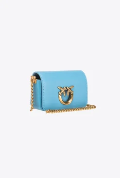 Micro Love Bag|PINKO Micro Love Bag Click Simply Bleu Ciel-Or Antique