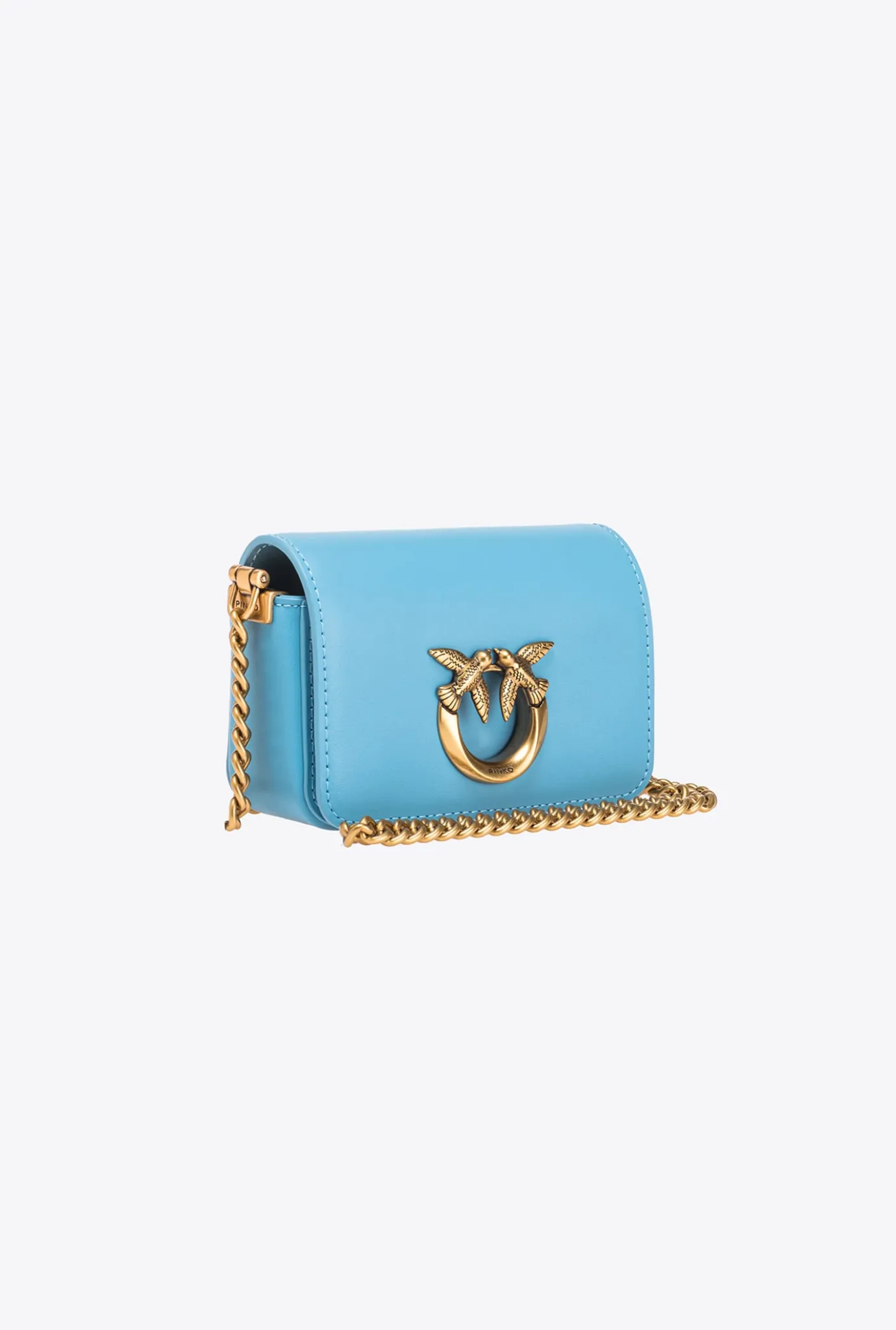 Micro Love Bag|PINKO Micro Love Bag Click Simply Bleu Ciel-Or Antique