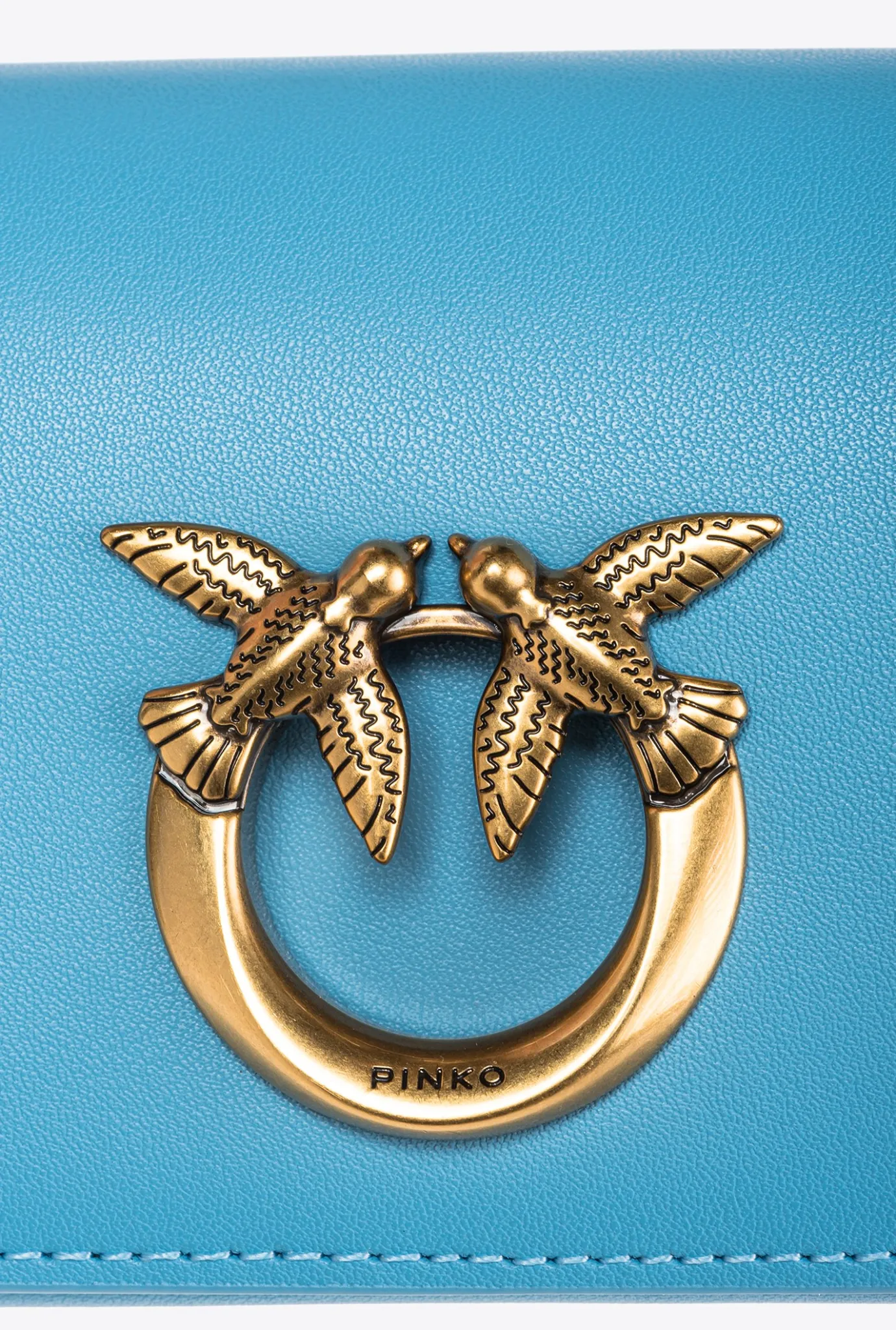 Micro Love Bag|PINKO Micro Love Bag Click Simply Bleu Ciel-Or Antique