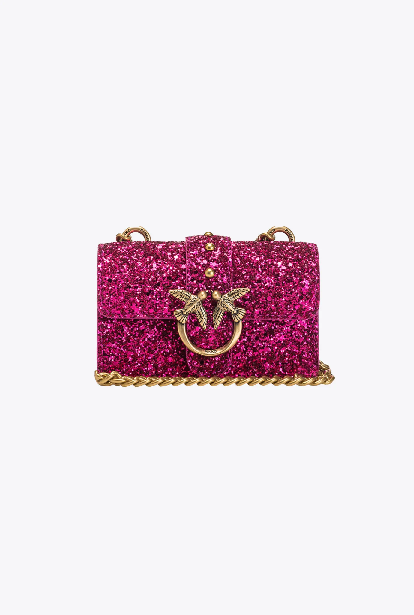 Sacs De Soirée|PINKO Micro Love Bag Grainy Glitter Rose Pinko-Or Antique