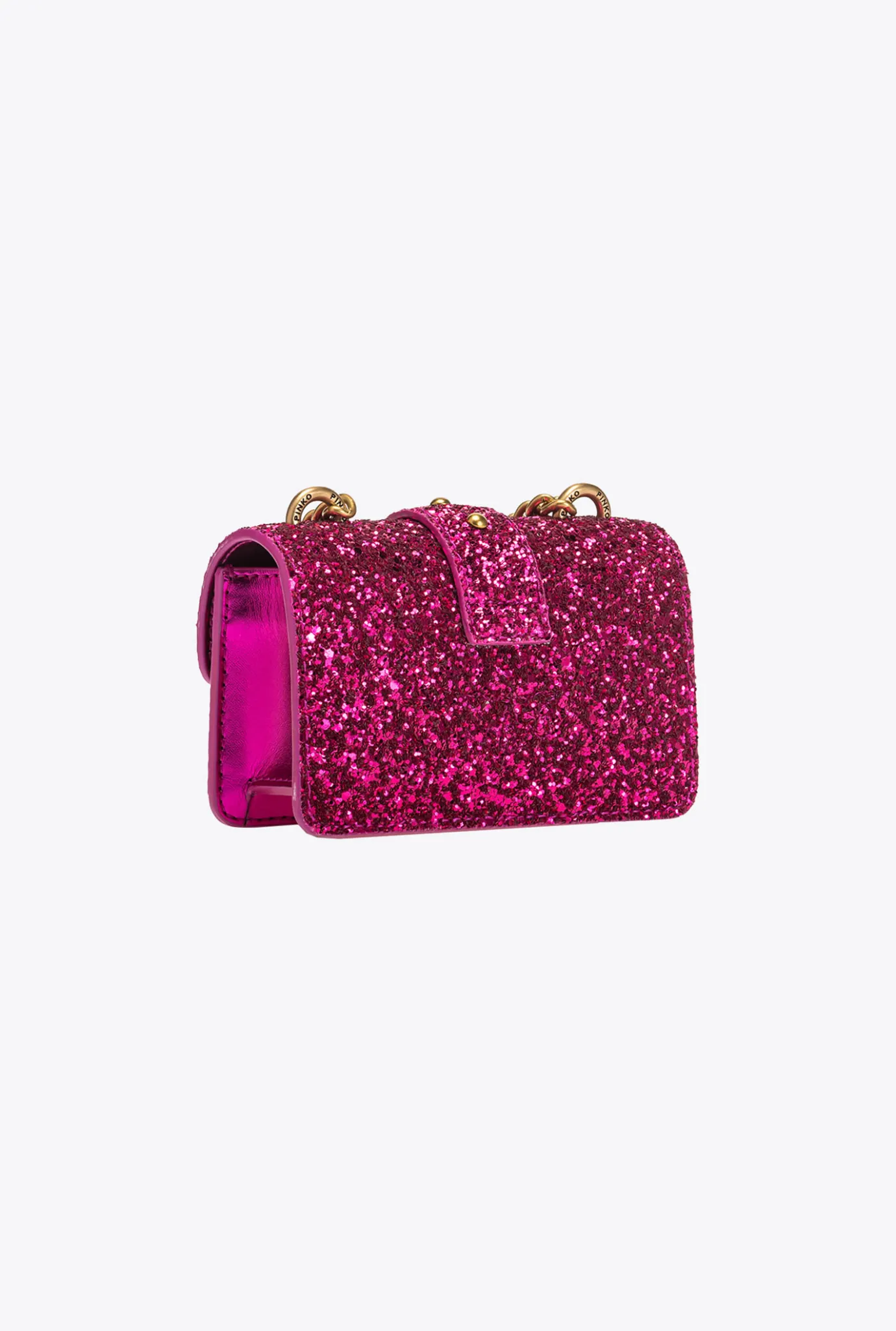Sacs De Soirée|PINKO Micro Love Bag Grainy Glitter Rose Pinko-Or Antique