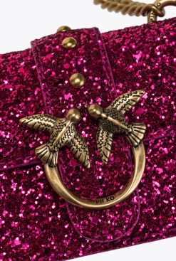 Sacs De Soirée|PINKO Micro Love Bag Grainy Glitter Rose Pinko-Or Antique