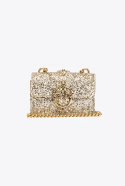 Sacs De Soirée|PINKO Micro Love Bag Grainy Glitter Or-Or Antique