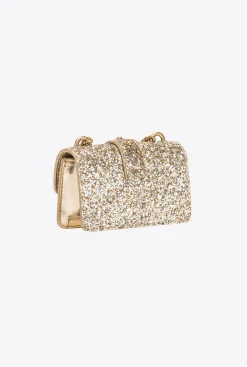 Sacs De Soirée|PINKO Micro Love Bag Grainy Glitter Or-Or Antique