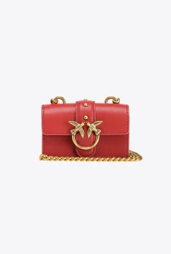 Sacs À Bandoulière|PINKO Micro Love Bag Icon Simply Rouge Rubis-Or Antique