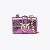 Sacs De Soirée|PINKO Micro Love Bag One En Reptile Lame Galleria Violet-Or Brillant