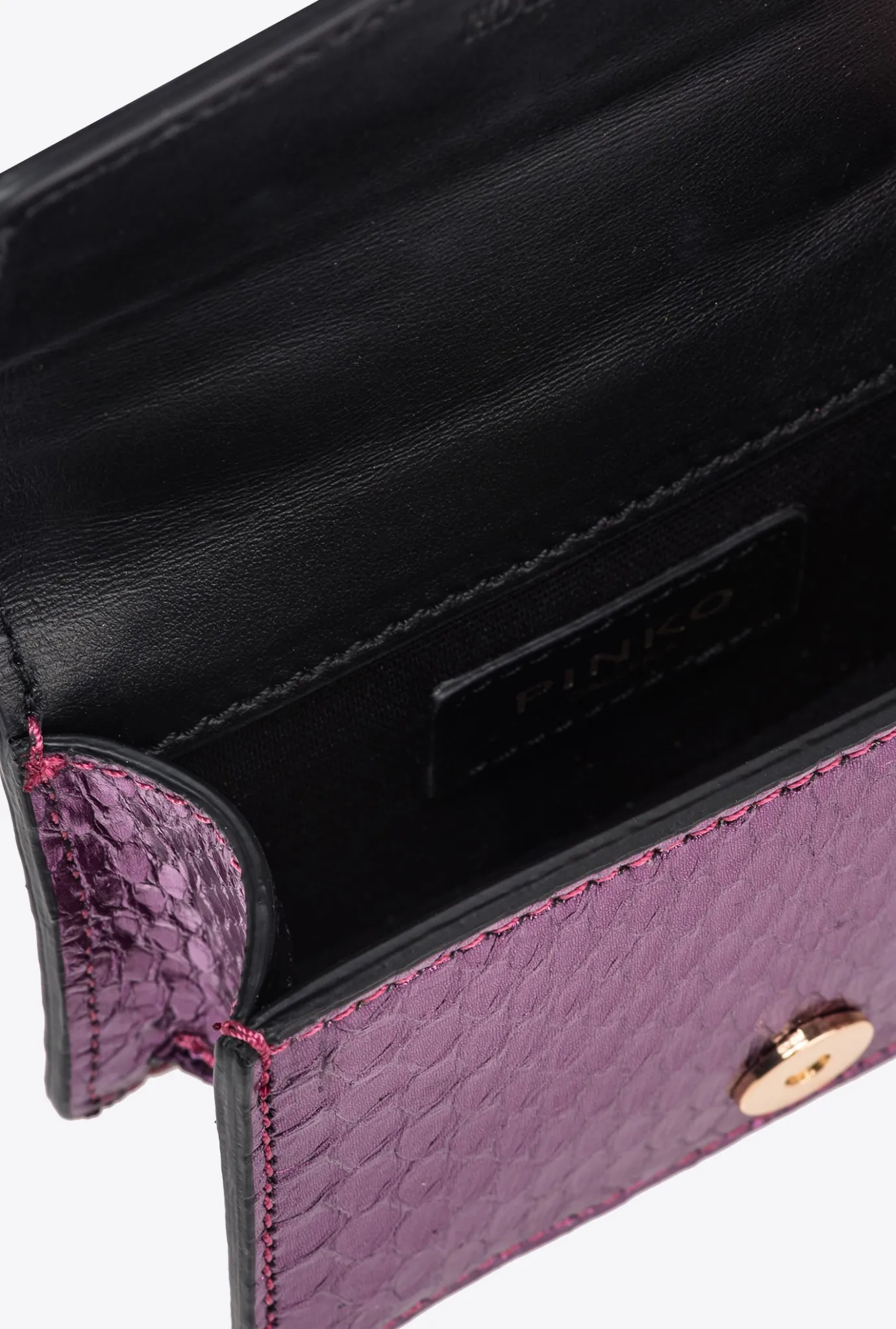 Sacs De Soirée|PINKO Micro Love Bag One En Reptile Lame Galleria Violet-Or Brillant