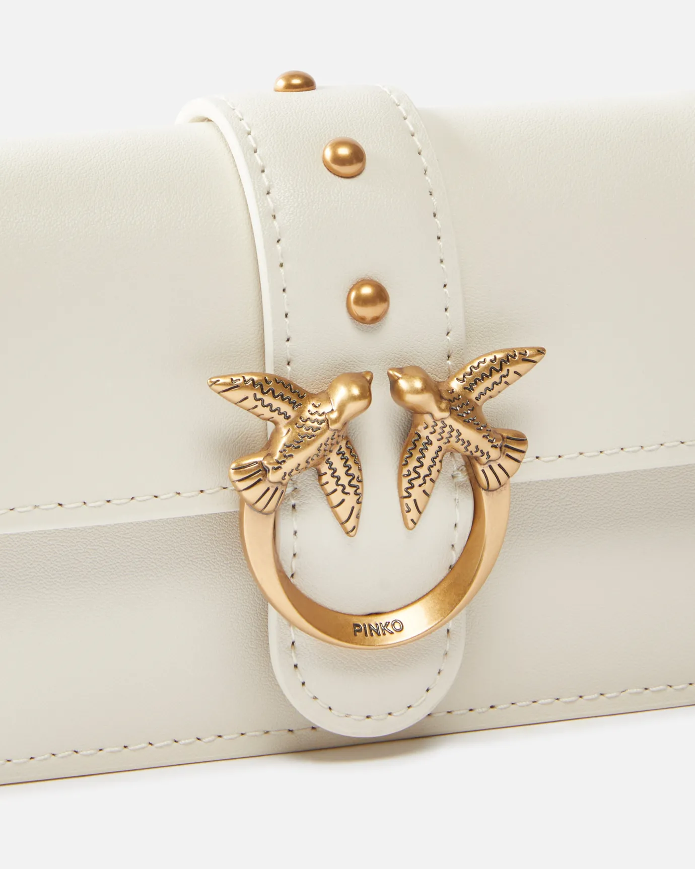 Sacs À Bandoulière|PINKO Micro Love Bag One Simply Blanc+Blanc-Or Antique