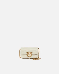 Sacs À Bandoulière|PINKO Micro Love Bag Puff Blanc+Blanc-Or Antique