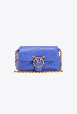 Sacs À Bandoulière|PINKO Micro Love Bag Puff Bleu Corse-Or Antique