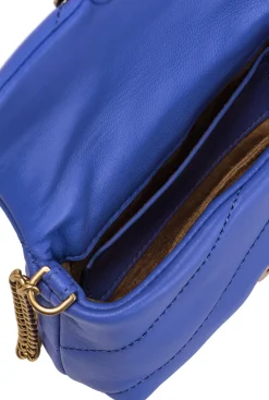 Sacs À Bandoulière|PINKO Micro Love Bag Puff Bleu Corse-Or Antique
