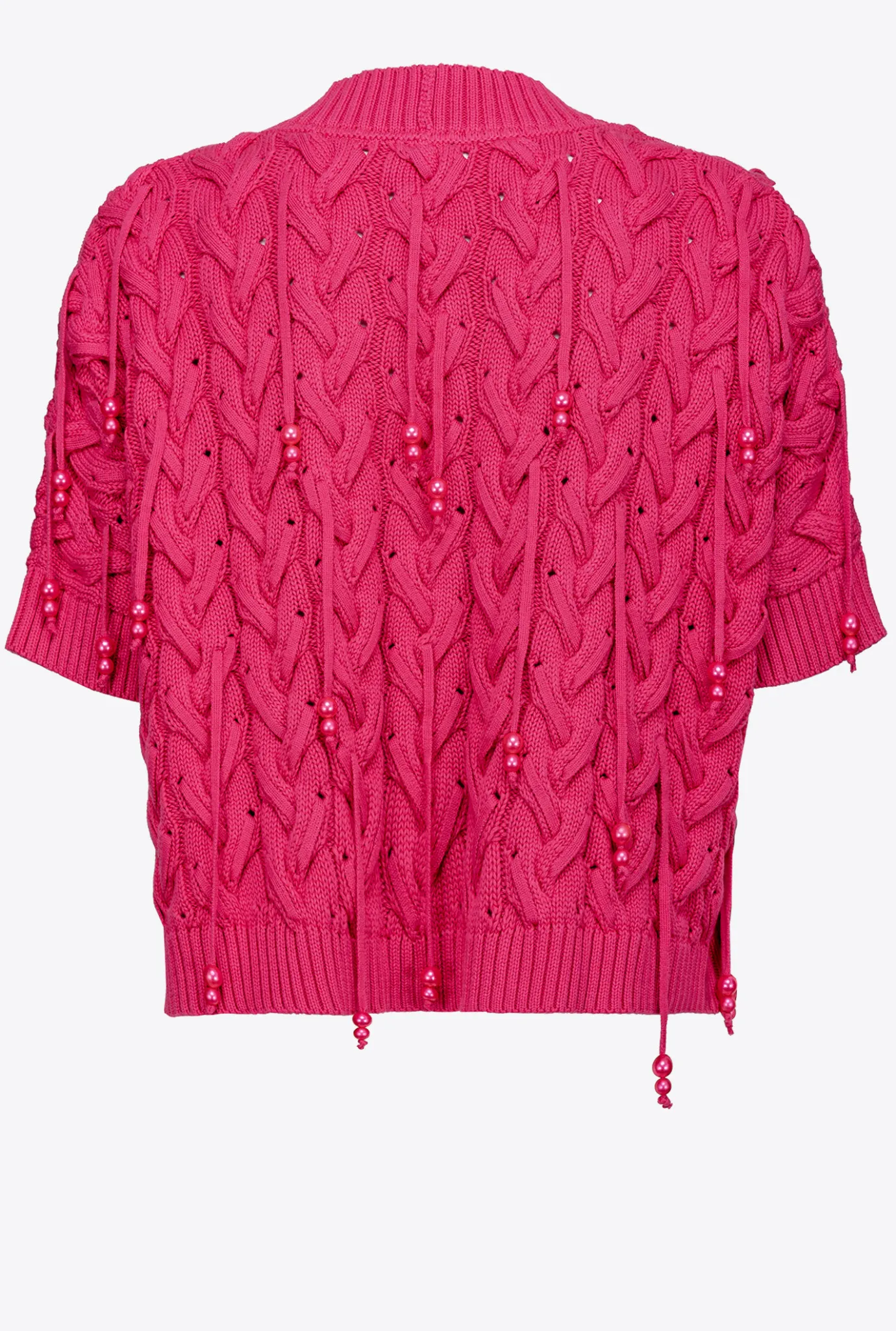 Topwear|PINKO Mini Cardigan Bord A Bord A Perles Rouge Framboise