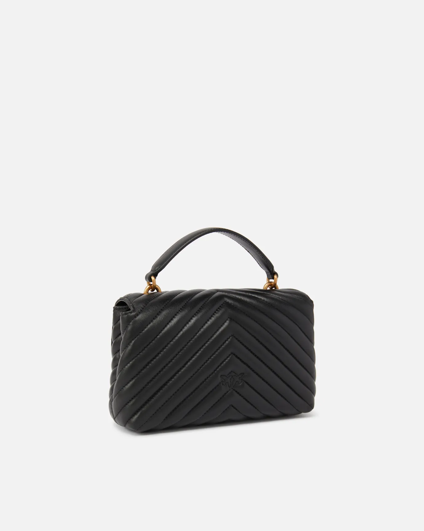 Sacs À Main|PINKO Mini Lady Love Bag Puff Chevron Noir-Vieil Or