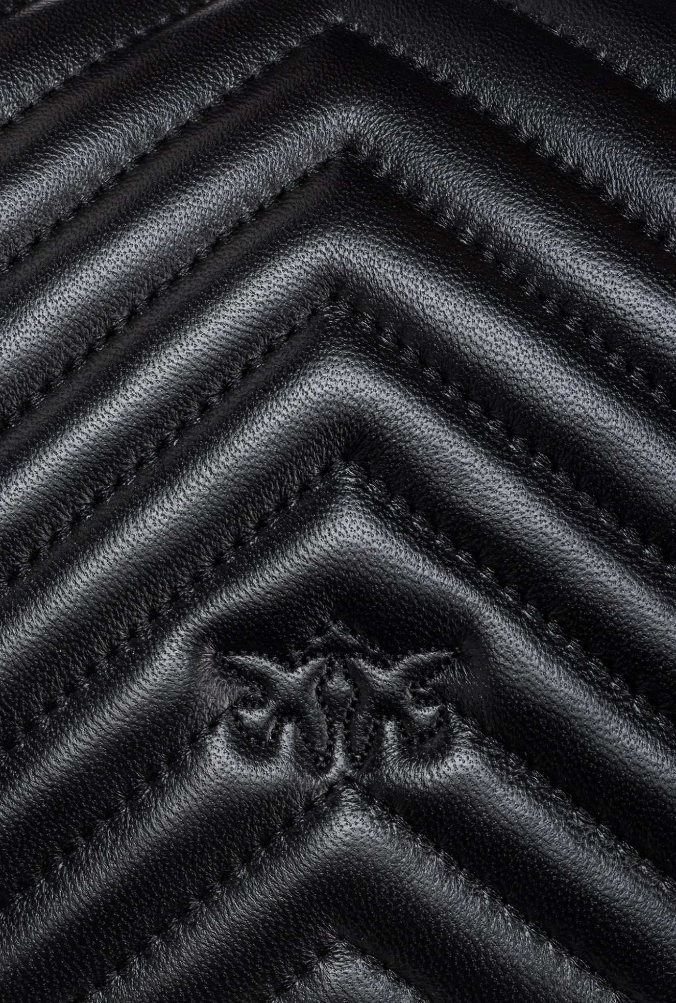 Sacs À Main|PINKO Mini Lady Love Bag Puff Chevron Noir-Vieil Or