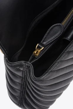 Sacs À Main|PINKO Mini Lady Love Bag Puff Chevron Noir-Vieil Or