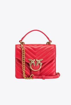 Sacs À Main|PINKO Mini Love Bag A Anse Superieure V Quilt Rouge-Or Antique
