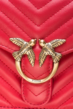 Sacs À Main|PINKO Mini Love Bag A Anse Superieure V Quilt Rouge-Or Antique