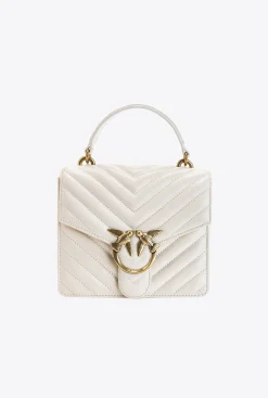 Sacs À Main|PINKO Mini Love Bag A Anse Superieure V Quilt Blanc+Blanc-Or Antique
