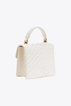 Sacs À Main|PINKO Mini Love Bag A Anse Superieure V Quilt Blanc+Blanc-Or Antique