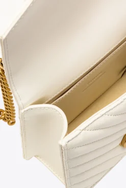 Sacs À Main|PINKO Mini Love Bag A Anse Superieure V Quilt Blanc+Blanc-Or Antique