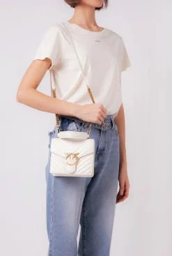 Sacs À Main|PINKO Mini Love Bag A Anse Superieure V Quilt Blanc+Blanc-Or Antique
