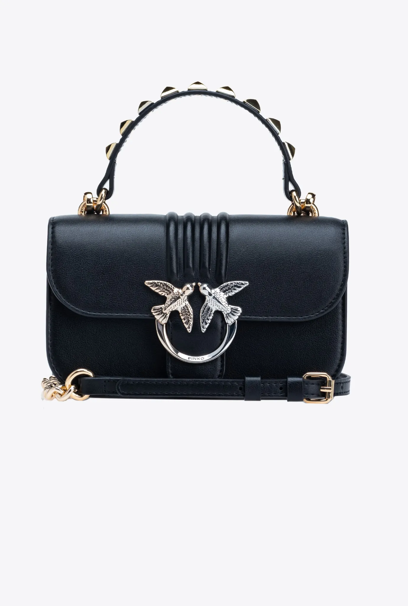 Sacs De Soirée|PINKO Mini Love Bag Bell Cloute A Boucle Bicolore Noir Limousine-Or Brillant