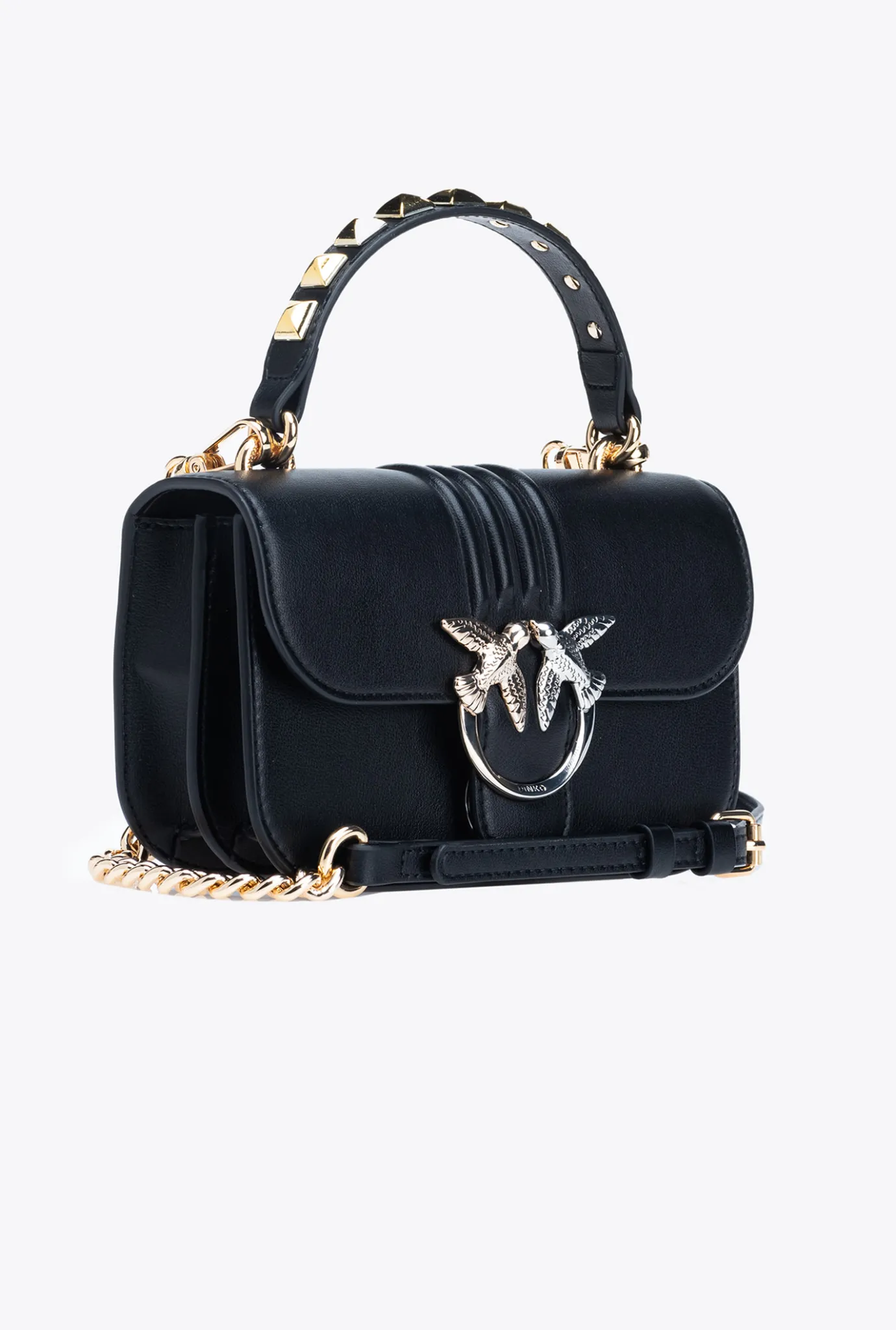 Sacs De Soirée|PINKO Mini Love Bag Bell Cloute A Boucle Bicolore Noir Limousine-Or Brillant