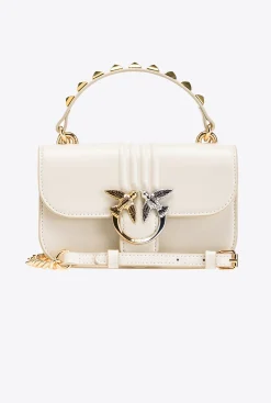 Sacs À Main|PINKO Mini Love Bag Bell Cloute A Boucle Bicolore Blanc Soie-Or Brillant