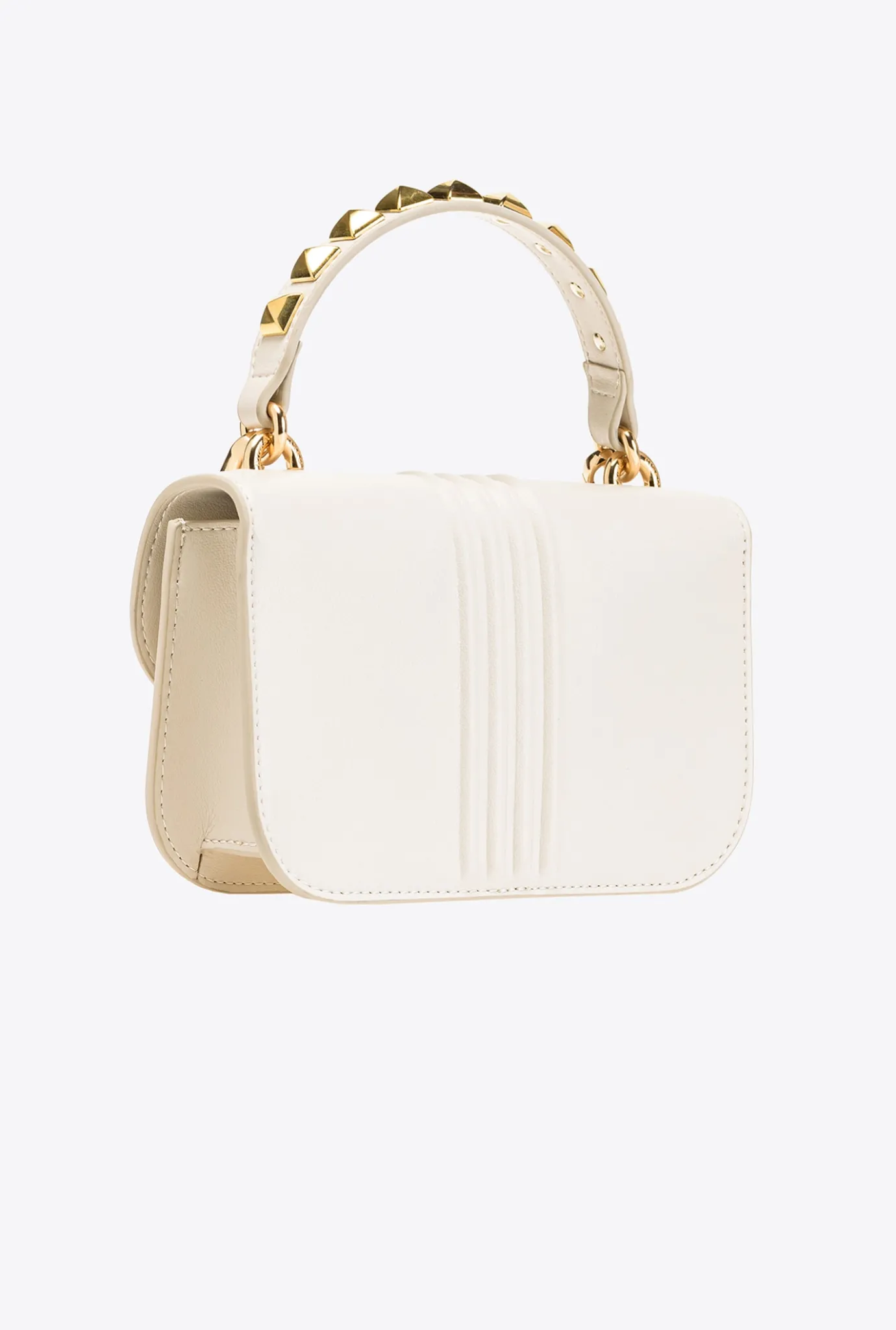 Sacs À Main|PINKO Mini Love Bag Bell Cloute A Boucle Bicolore Blanc Soie-Or Brillant