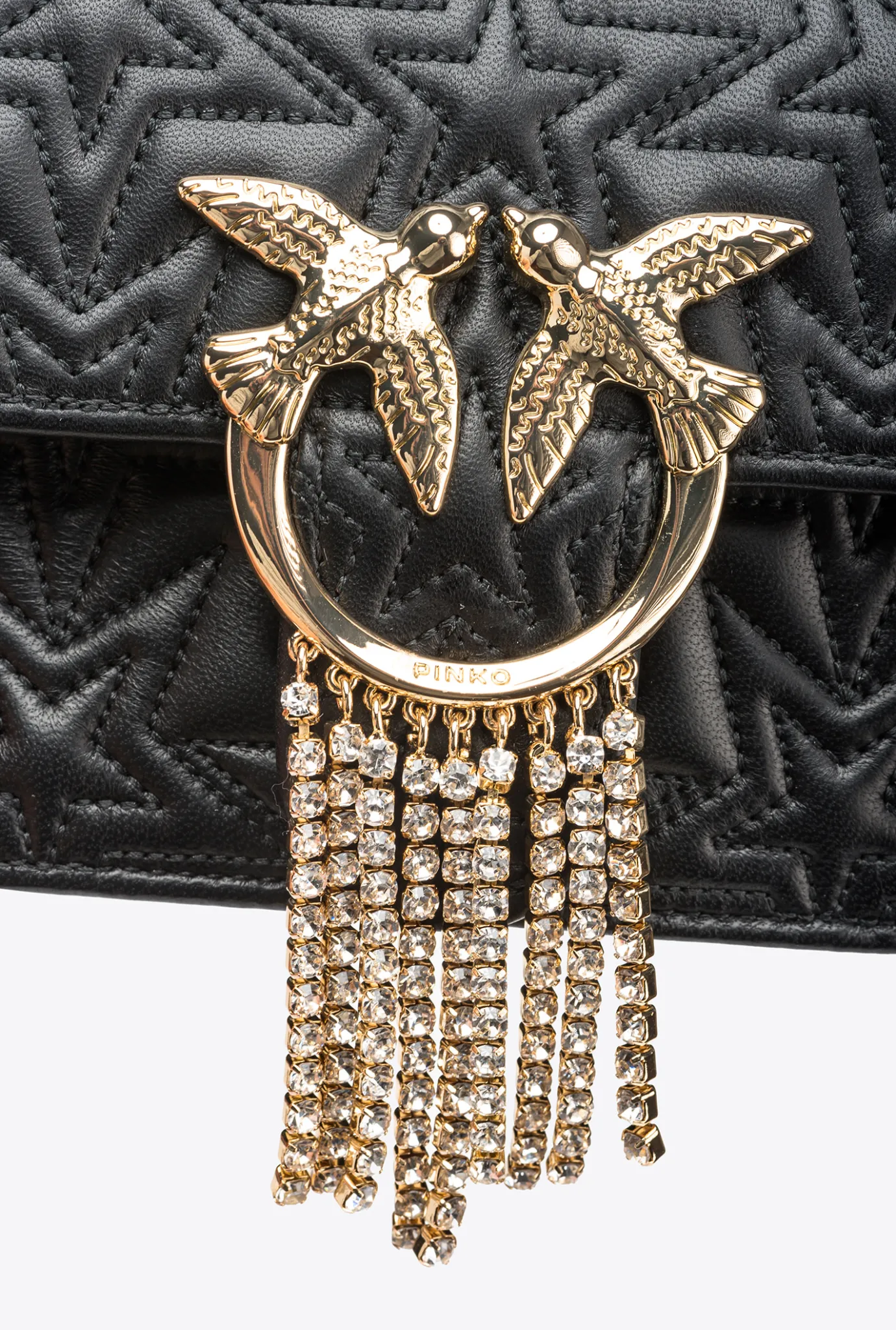 Sacs De Soirée|PINKO Mini Love Bag Bell Etoile Galleria Noir Limousine-Or Brillant