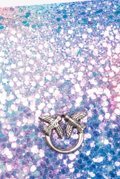 Sacs De Soirée|PINKO Mini Love Bag Bell Paillete Galleria Rose Multicolore-Vieil Argent
