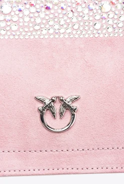 Sacs De Soirée|PINKO Mini Love Bag Click A Strass Galleria Rose-Nickel Brillant