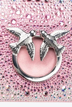 Sacs De Soirée|PINKO Mini Love Bag Click A Strass Galleria Rose-Nickel Brillant