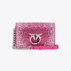 Sacs De Soirée|PINKO Mini Love Bag Click A Strass Galleria Rose Fuchsia-Nickel Brillant