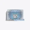 Sacs De Soirée|PINKO Mini Love Bag Click A Strass Galleria Bleu Ether-Nickel Brillant