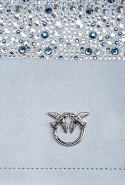 Sacs De Soirée|PINKO Mini Love Bag Click A Strass Galleria Bleu Ether-Nickel Brillant